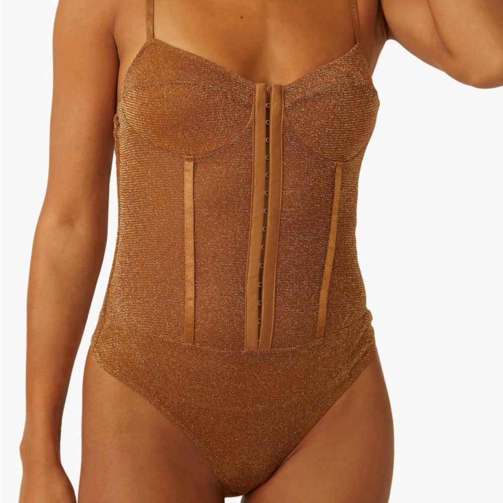 Free People Shimmer Night Rhythm Corset Bodysuit